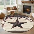 thumbnail image 1 of Texas Star Brown Round Rug 7ft Washable Circle Rugs Non Slip Farmhouse Berry Wooden Vintage Large Area Rug Indoor Floor Carpet for Bedroom Kitchen Living Room Home Office Dining Room Nursery, 1 of 8
