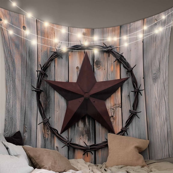 Texas Star Brown Small Tapestry for Bedroom Wall Hanging Tapestry,Farmhouse Country Western Brown Wooden Ceiling Backdrop Tapestries Poster Blanket Wall Decor for Teens Room Living Room 23" x 28"
