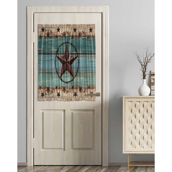 Texas Star Country Blackout Door Curtains for French, Glass,Front, Back, Patio Door, Western Old Wooden Board Vintage Thermal Insulated Rod Pocket Window Curtain Drapes With Tiebacks 54"x40"
