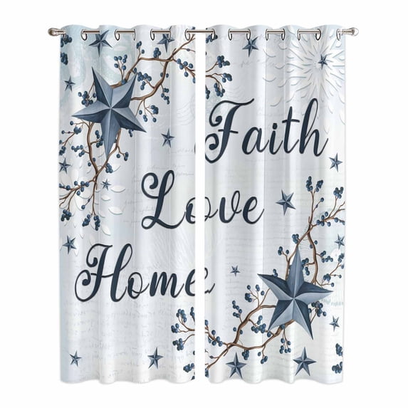 Texas Star Country Kitchen Curtains Window Panels, Blue Farmhouse Branches Insulated Window Treatment Curtain, Grommet Curtains for Bedroom/Living Room/Bathroom, 2 Piece 42"Wx84"L