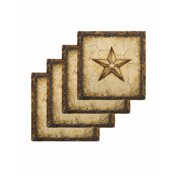 Texas Star Country Kitchen Dish Towels for Drying Dishes Set of 4, Western Stars Retro Waffle Weave Microfiber Terry Hand Tea Bathroom Towels Quick Dry & Absorbent Towel 12x12