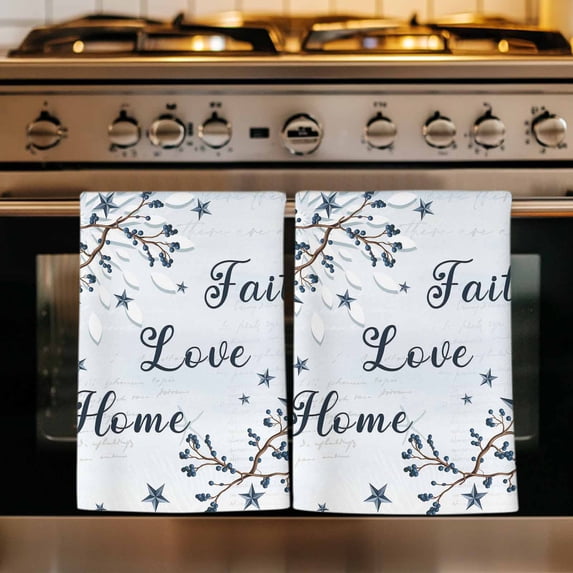 Texas Star Country Kitchen Towels Set of 4, Blue Farmhouse Branches Absorbent Dish Towels for Kitchen, Microfiber Hand Towel, Quick Drying Tea Towel for Cleaning Decorative Dishcloths