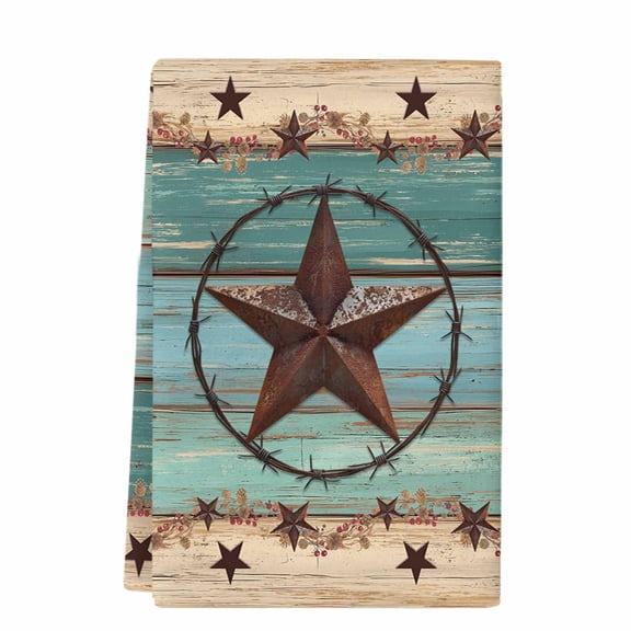 Texas Star Country Microfiber Kitchen Towel, Western Old Wooden Board Vintage Soft Absorbent Dish Towels, Quick Drying Washable Dishcloths for Kitchen Cleaning, Drying Dishes, 18x28 Inches