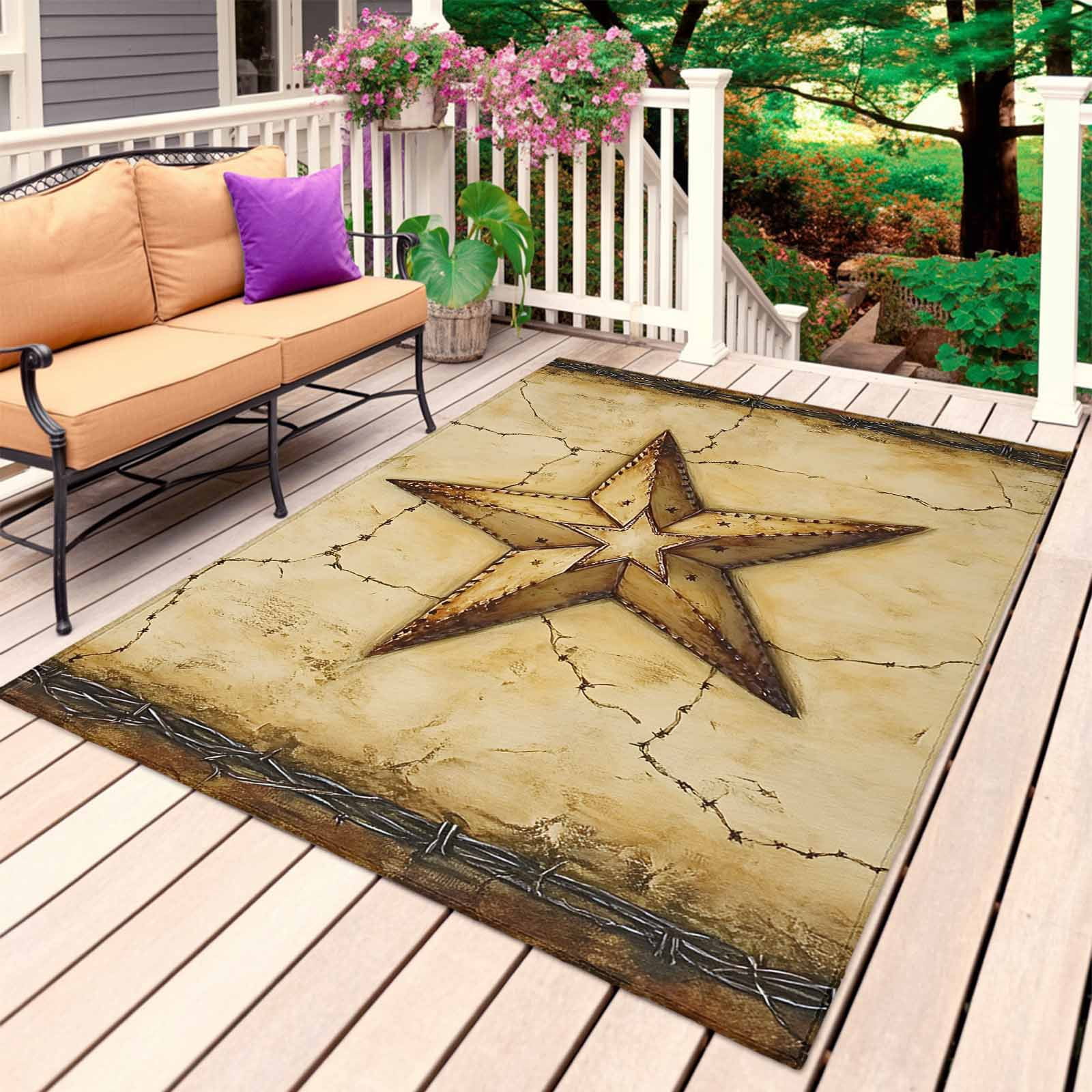 Texas Star Country Outdoor Rug 4x6 Ft, Non Slip Washable Area Rug ...