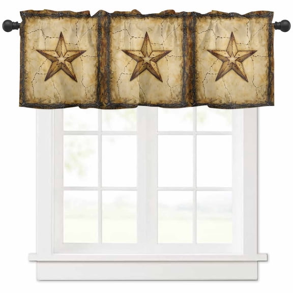 Texas Star Country Valances for Windows Farmhouse Kitchen Curtains Valances Rod Pocket Valance Curtains for Kitchen Windows Western Stars Retro Window Valances for Bathroom Bedroom 42"x18"