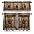 thumbnail image 1 of Texas Star Curtain Valances Set Farmhouse Country Star Wood Grain Kitchen Curtains 24&nbsp;inch Length Rod Pocket Valance and Tiers 3 Piece Set Small Bedroom Bathroom Laundry Decor, 1 of 9
