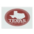 thumbnail image 1 of Texas Star Cutting Board, Vintage Stamp Pattern Map and the Lone Star State Written in Circular Frame, Decorative Tempered Glass Cutting and Serving Board, Large Size, Ruby and White, by Ambesonne, 1 of 1