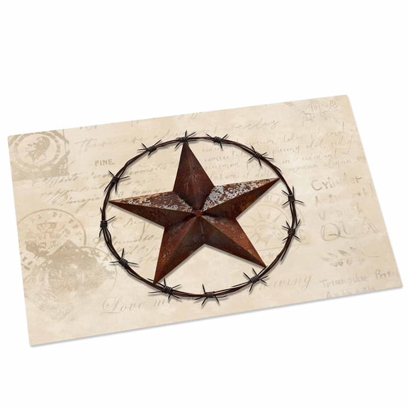 Texas Star Door Mat 16x24 Inch Country Star Retro Background Entryway Rug with Non-Slip Rubber, Front Door Rug Indoor Floor Mats for Living Room Bathroom Bedroom Home Office
