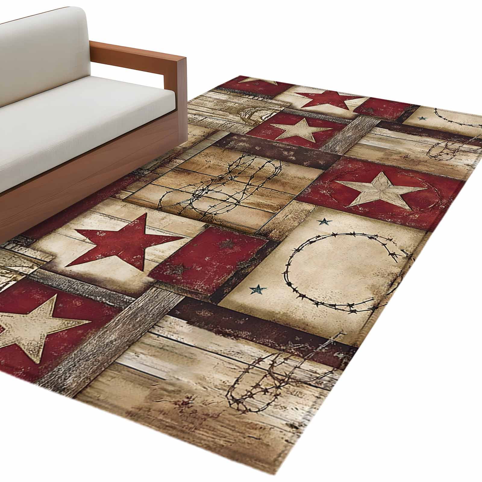 Texas Star Farm 3'x5' Washable Rug, Country Wood Grain Vintage Western ...