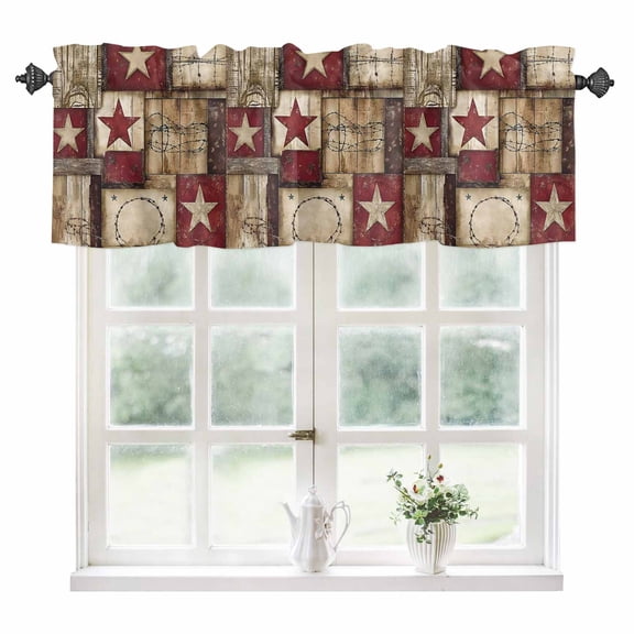 Texas Star Farm Kitchen Valances for Windows 42x12 Inch Kitchen Curtains Valances Rod Pocket Country Wood Grain Vintage Western Bathroom Window Valances for Window Treatment Decor