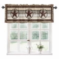thumbnail image 1 of Texas Star Farm Kitchen Valances for Windows 60x18 Inch Kitchen Curtains Valances Rod Pocket Vintage Country Star Brown Wood Grain Bathroom Window Valances for Window Treatment Decor, 1 of 6