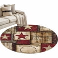 thumbnail image 1 of Texas Star Farm Round Rug 4ft Area Rug Washable Soft Non-Slip 4' Circle Low Pile Rugs Country Wood Grain Vintage Western Carpet for Bedroom Living Room Entryway Home Office Dining Room, 1 of 8