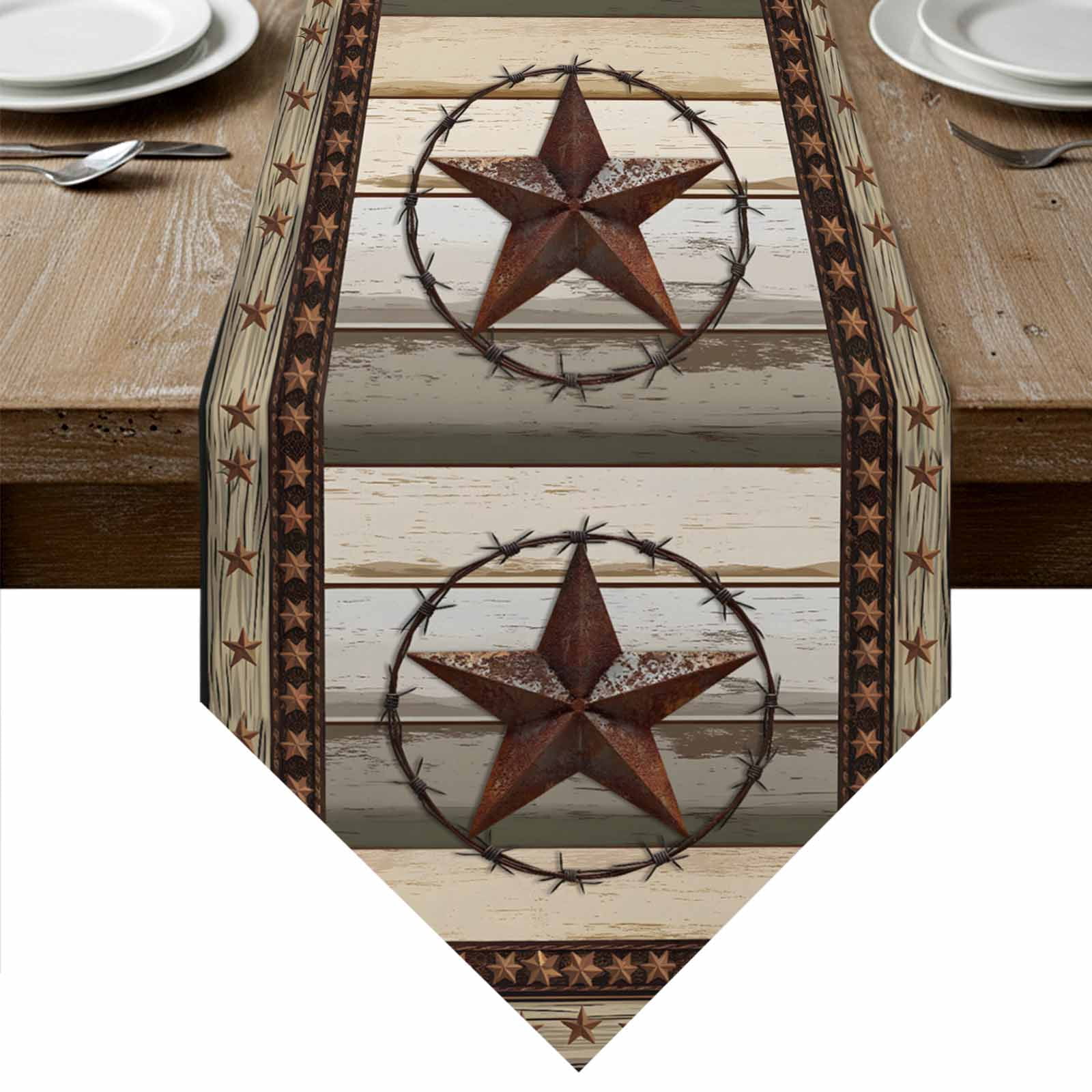 Texas Star Farm Table Runner Linen Burlap Table Runner 70 Inches Long ...