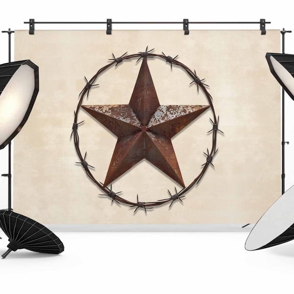 Texas Star Farmhouse Backdrop for Photoshoot,Photography Photo Studio Background Wall Backdrop,Western Country Stars Retro Back Drop Banner Panel for Portraits Wedding Live Streaming Decor 8x6Ft