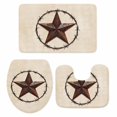 thumbnail image 1 of Texas Star Farmhouse Bath Mat 3 Piece Bathroom Rug Set, Western Country Stars Retro Non Slip Bath Rug Contour Mat and Toilet Lid Cover, Absorbent Shower Mats Soft Bath Rugs and Mats Sets, 1 of 8