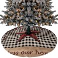thumbnail image 1 of Texas Star Farmhouse Christmas Tree Skirt 36 Inches, Rustic Black Plaid Berry Wooden Xmas Trees Skirt Mat Cover Decorations for Holiday Party Indoor Outdoor, 1 of 9