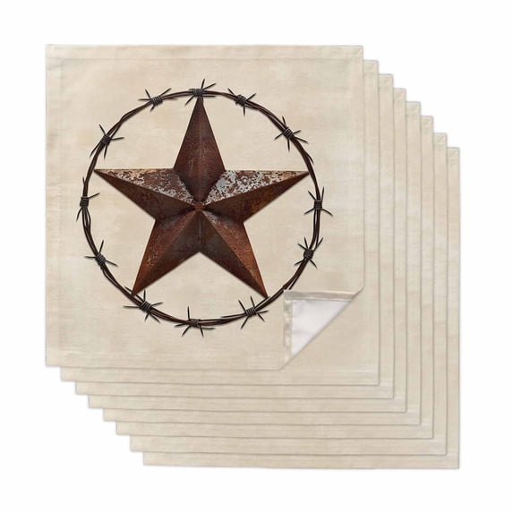 Texas Star Farmhouse Cloth Napkins, Western Country Stars Retro Washable and Reusable Dinner Napkins Set of 8, Table Napkin for Kitchen Party Birthday Wedding Hotel Housewarming 20"x20"