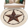 thumbnail image 1 of Texas Star Farmhouse Large Area Rugs for Bedroom Living Room, Soft Non Slip Carpet Bedside Rug, Western Country Stars Retro Round Floor Cover Kitchen Accent Rug 8' for Dining Room/Office, 1 of 9