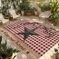 thumbnail image 1 of Texas Star Farmhouse Outdoor Rug for Patio/Deck/Porch, Non-Slip Large Area Rug 3 x 5 Ft, Rustic Red Plaid Berry Wooden Indoor Outdoor Rugs Washable Area Rugs, Reversible Camping Rug Carpet Runner, 1 of 8
