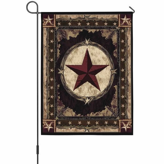 Texas Star Garden Flag 12 x 18 Inches, Western Retro Red Star Weather Proof Outdoor Patio Flags Double Sided Small Garden Decoration for Yard Outside Home
