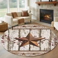 thumbnail image 1 of Texas Star Grey Wooden Round Rug 5ft Washable Circle Kitchen Rugs Non Slip Farmhouse Berry Countryside Large Area Rug Indoor Floor Carpet for Bedroom Living Room Home Office Dining Room Nursery, 1 of 8