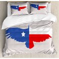 thumbnail image 1 of Texas Star King Size Duvet Cover Set, Bald Eagle Silhouette with Lone Star Wings of Freedom Animal, Decorative 3 Piece Bedding Set with 2 Pillow Shams, Violet Blue Vermilion White, by Ambesonne, 1 of 3