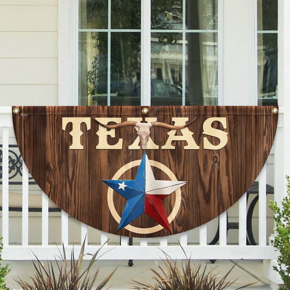 Texas Star Longhorn Lone Star State Pride Fan Flag 18x36in