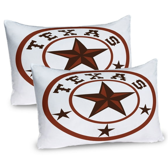 Texas Star Pillow Sham Set of 2, Round with Lone Star Earth Toned Monochromatic Illustration, Quality Microfiber Bedding Item for All Seasons, 26" x 20", Dark Brown and Brown, by Ambesonne