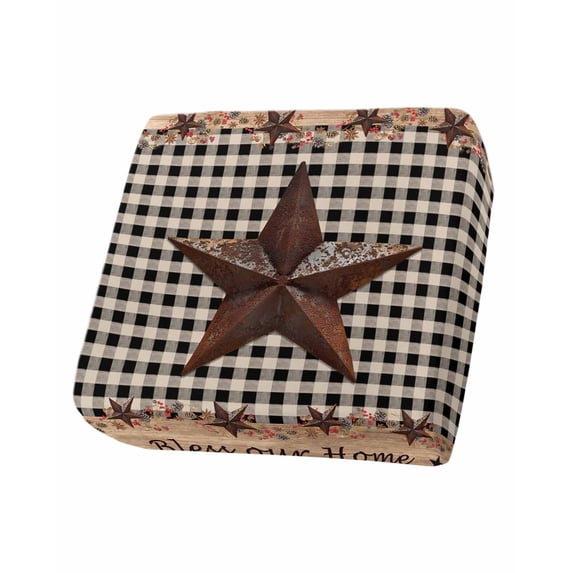 Texas Star Plaid Couch Cushion Covers Stretch, Washable Sofa Seat Covers Individual Seat Cushion Sofa Slipcovers Farmhouse Black Brown Texas Vintage Couch Cover Furniture Protector S-1PCS