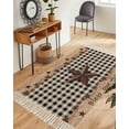 thumbnail image 1 of Texas Star Plaid Washable Area Rug 3'x5', Farmhouse Black Brown Texas Vintage Woven Cotton Tassels Kitchen Rugs, Non Slip Indoor Door Mat Throw Carpet for Entryway Living Room Nursery Laundry Room, 1 of 9