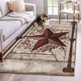 thumbnail image 1 of Texas Star Retro Area Rugs 4'x6', Washable Small Throw Rugs for Office Bathroom, Red Wooden Berry Vintage Indoor Outdoor Rug Non-Slip Low Pile Carpet Runner Reversible Floor Mats, 1 of 8