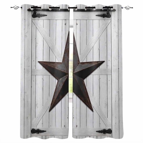Texas Star Retro Black Out Curtains 63 Inch Long, Room Darkening Draperies Curtains Panels, Vintage Brown Wooden Thermal Insulated Curtain for Bedroom Living Room 52"x63" 2 Panels