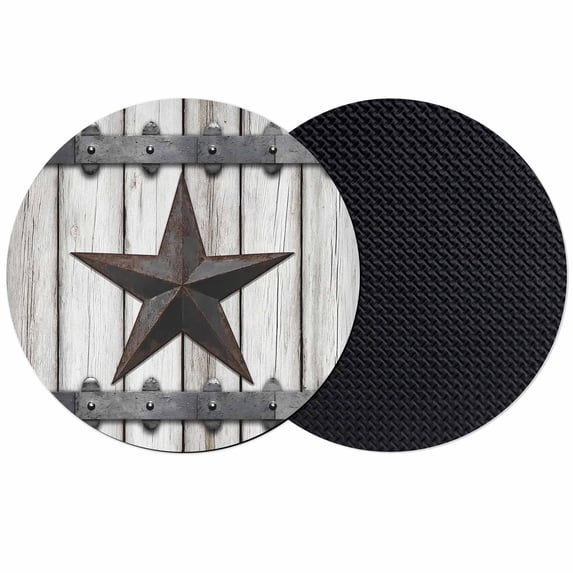 Texas Star Retro Coasters Set of 2, Absorbent Coasters for Drinks, Vintage Brown Wooden Art Coaster for Desk Coffee Table Protection, Home Decor House Warming Gifts 4"