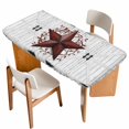 thumbnail image 1 of Texas Star Retro Table Cloths for 6 Foot Rectangle Tables, Vintage Red Wooden Berry Patio Waterproof Elastic Fitted Tablecloths, Washable Rectangular Table Cover for Camping, 1 of 8
