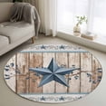 thumbnail image 1 of Texas Star Rustic Round Rug 3ft Washable Circle Entryway Rugs Non Slip Country Blue Berry Brown Wooden Plank Area Rug Indoor Floor Carpet for Bedroom Kitchen Living Room Home Office Dining Room, 1 of 8