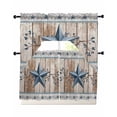 thumbnail image 1 of Texas Star Rustic Swag Curtains for Living Room/Bedroom Windows, Country Blue Berry Brown Wooden Plank Kitchen Curtains and Valances Set 36 Inch Length, Light Filtering Swags Valance Curtain Panels, 1 of 5