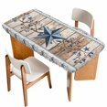 thumbnail image 1 of Texas Star Rustic Table Cloths for 3 Foot Rectangle Tables, Country Blue Berry Brown Wooden Plank Patio Waterproof Elastic Fitted Tablecloths, Washable Rectangular Table Cover for Camping, 1 of 8