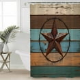 thumbnail image 1 of Texas Star Shower Curtain Set, Waterproof Shower Curtains for Bathroom, Teal Brown Farmhouse Wooden Country Washable Fabric Cloth Bath Curtain for Bathtub Decoration with Hooks 72x78 Inches, 1 of 6