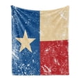 thumbnail image 1 of Texas Star Soft Flannel Fleece Throw Blanket, Grunge Flag Illustration Lone Item Retro Independence Sign, Cozy Plush for Indoor and Outdoor Use, 60" x 80", Vermilion Navy Blue, by Ambesonne, 1 of 6