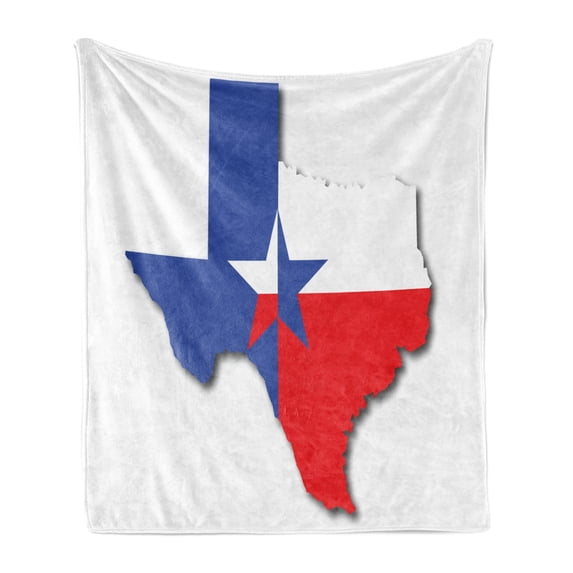 Texas Star Soft Flannel Fleece Throw Blanket, Outline of the Texas Map American Southwest Austin Houston City, Cozy Plush for Indoor and Outdoor Use, 50" x 60", Violet Blue Vermilion, by Ambesonne