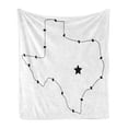 thumbnail image 1 of Texas Star Soft Flannel Fleece Throw Blanket, USA State Map with Barbed Wire Pattern Monochrome Border Control Image, Cozy Plush for Indoor and Outdoor Use, 70" x 90", Black and White, by Ambesonne, 1 of 6