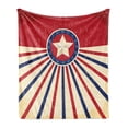 thumbnail image 1 of Texas Star Soft Flannel Fleece Throw Blanket, Vintage Stripes and Grunge Liberty and Freedom Themed USA Image, Cozy Plush for Indoor and Outdoor Use, 60" x 80", Vermilion Navy Blue, by Ambesonne, 1 of 6