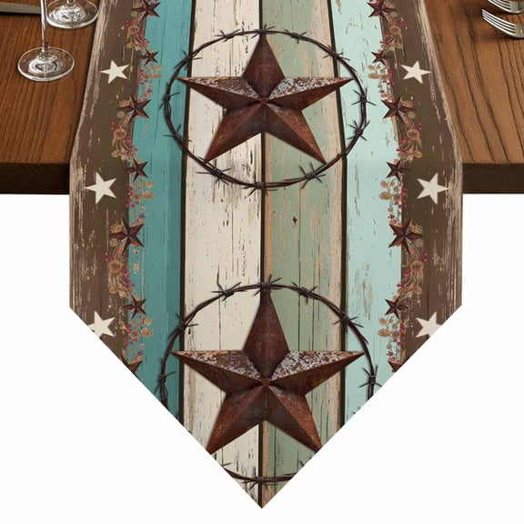 Texas Star Table Runner for Dining Room, Bless Your Home Cotton Linen Dining Table Runner Tablecloth Dresser Scarves for Kitchen Cafe 13x36 Inches Long
