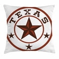 thumbnail image 1 of Texas Star Throw Pillow Cushion Cover, Round Symbol with Lone Star Earth Toned Monochromatic Illustration, Decorative Square Accent Pillow Case, 16 X 16 Inches, Dark Brown and Brown, by Ambesonne, 1 of 2