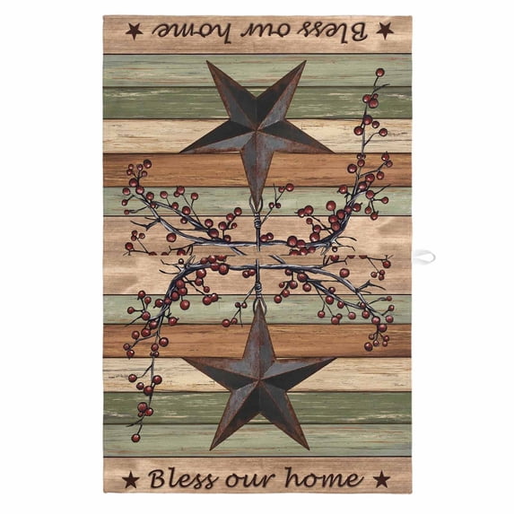 Texas Star Vintage 1 Pack Kitchen Towel, Water Absorbent Dish Towel, Berry Sage Green Brown Wooden Decorative Hand Towels - Quick Drying Cloth for Cooking Baking, 18x28 Inch