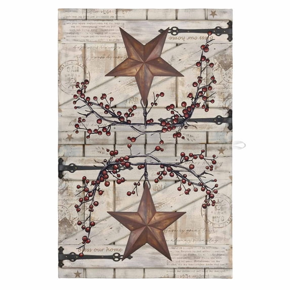 Texas Star Vintage 1 Pack Kitchen Towel, Water Absorbent Dish Towel, Brown Retro Berry Beige Wooden Decorative Hand Towels - Quick Drying Cloth for Cooking Baking, 18x28 Inch