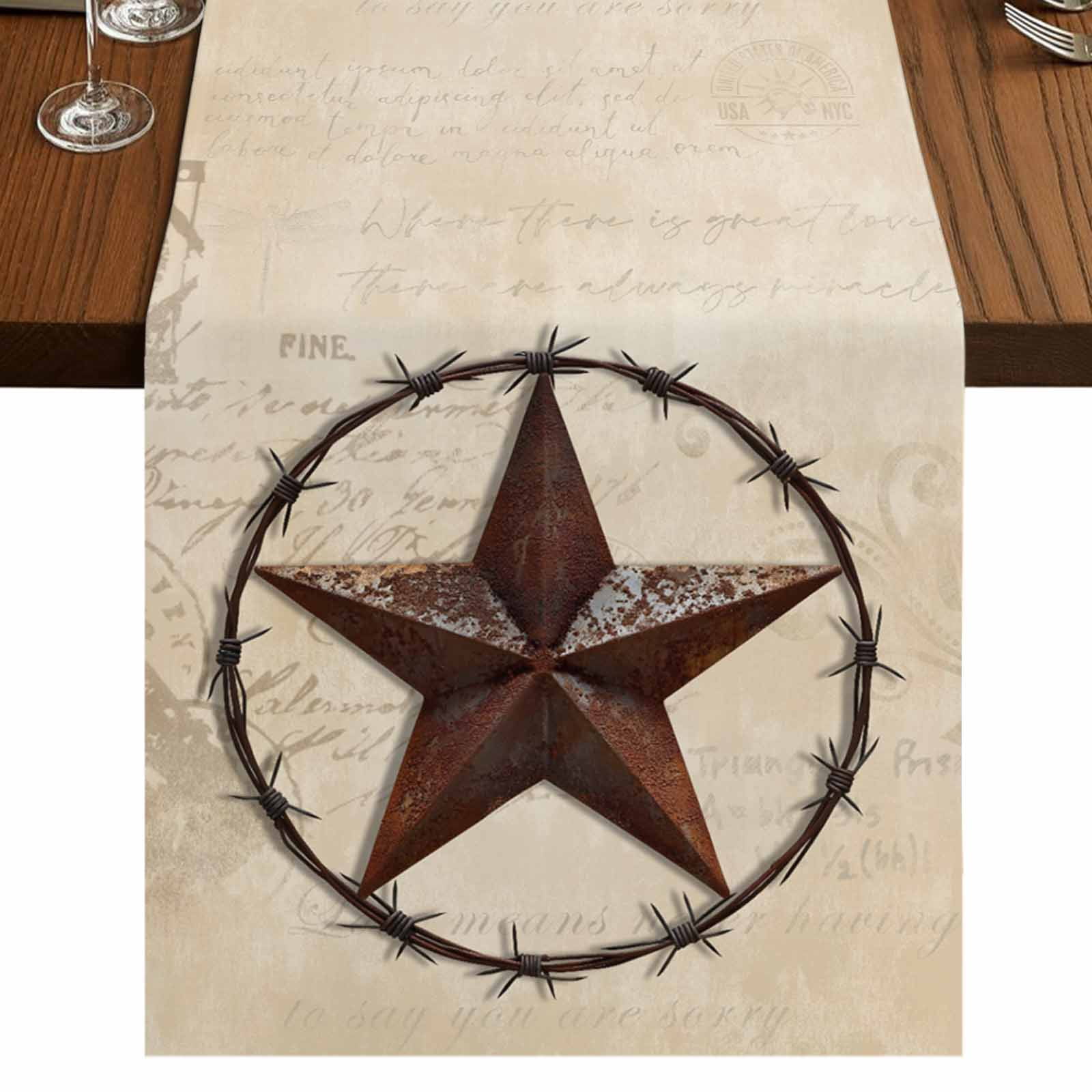 Texas Star Vintage 60 Inch Table Runner, Farmhouse Country Stars ...