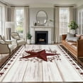 thumbnail image 1 of Texas Star Vintage Area Rugs 6'x9', Washable Small Throw Rugs for Kitchen Dining room, Red Berry Retro Art White Wooden Indoor Outdoor Rug Non-Slip Low Pile Carpet Runner Reversible Floor Mats, 1 of 8
