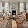 thumbnail image 1 of Texas Star Vintage Area Rugs 8'x10', Washable Small Throw Rugs for Living Room Patio, Berry Dark Brown Wooden Indoor Outdoor Rug Non-Slip Low Pile Carpet Runner Reversible Floor Mats, 1 of 8