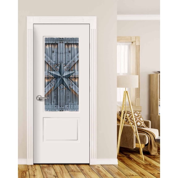 Texas Star Vintage Blackout Curtains, French Door Curtains for Door Window, Navy Blue Privacy Drapery for Patio/Sidelight Doors, 1 Panel with Tieback, 25 x 40 Inches